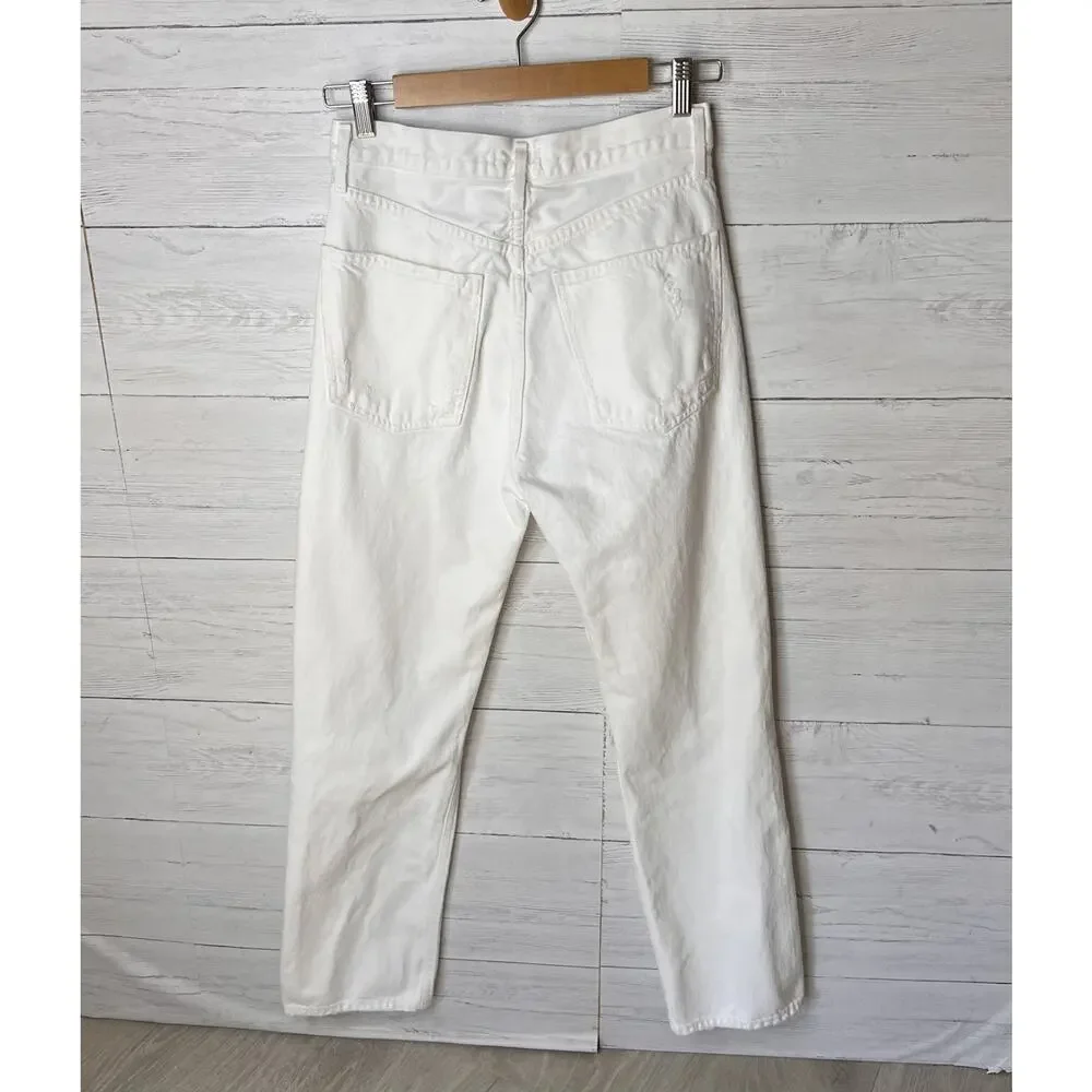 Revolve Agolde Jeans Womens Size 25 White 90's Fit Button Fly Destroyed Detail